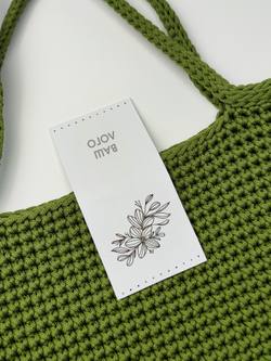 Бирка кожаная большая со сгибом "Цветы"