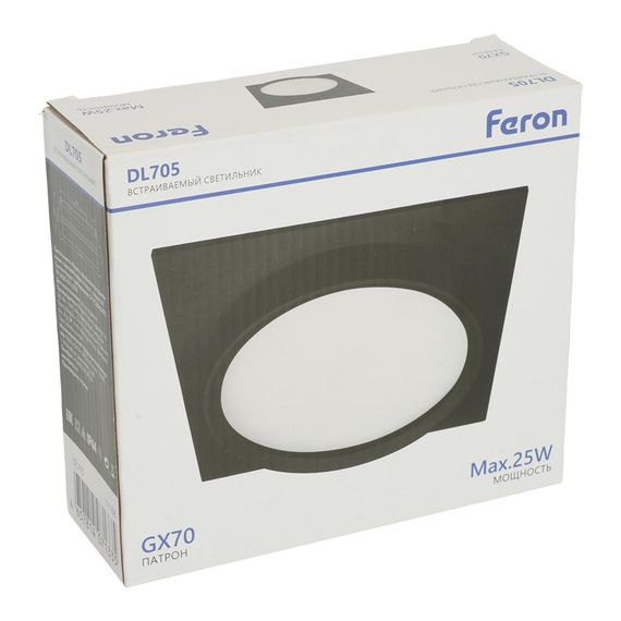 Светильник встраиваемый Feron DL705 потолочный GX70 черный квадрат IP44 51108