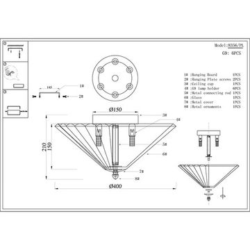 Потолочная люстра 6*G9 8356/PL matted gold матовое золото Nika Newport