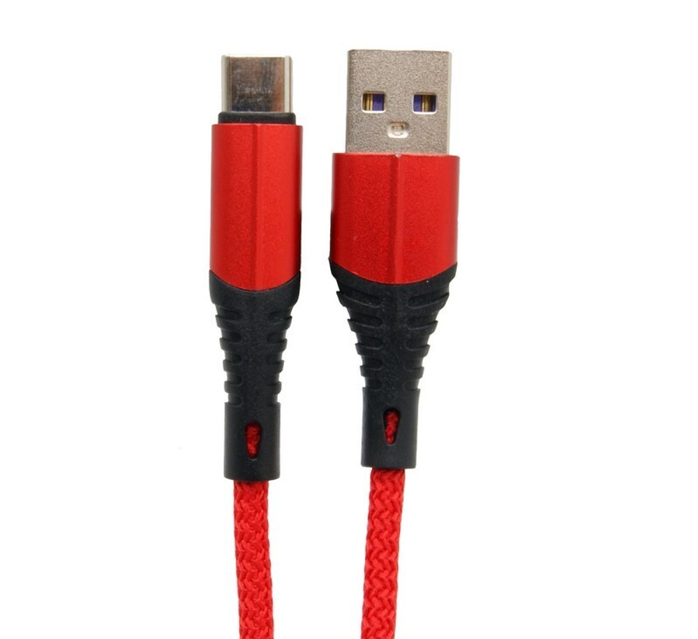 Кабель USB - TypeC Lace 3A (красный) 1м