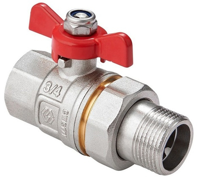 Кран шаровый с американкой 3/4" Вн./Нар. Premium прямой бабочка MVI