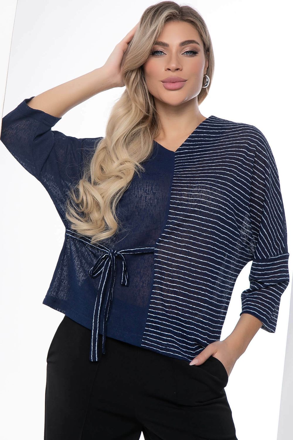 Блуза "Стильный замысел" (синяя) Б9087 LT Collection