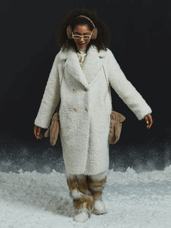 Шуба чебурашка тедди, жемчужная, Северина