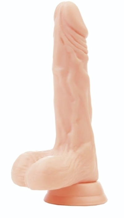Фаллоимитатор с мошонкой A-toys на присоске - 17,5 см. (Цвет: телесный)