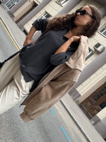 Серая трикотажная футболка-поло