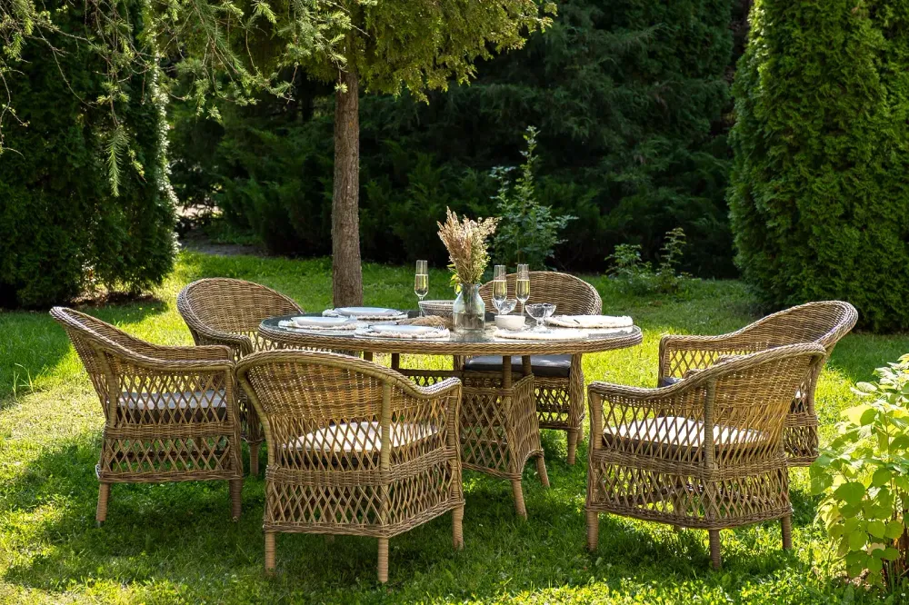 "Эспрессо–150 S" обеденная группа плетеная, цвет соломенный