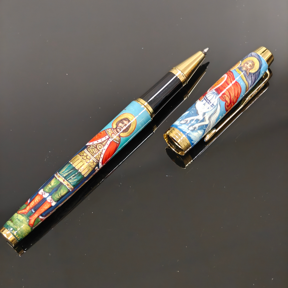 Ручка коллекционная с ручной росписью Палех "Александр Невский" в коробке