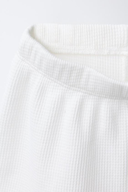 ZARA КОМПЛЕКТ ИЗ ОДНОТОННОЙ ФУТБОЛКИ ИЗ ВАФЕЛЬНОГО ТРИКОТАЖА И ШОРТ-БЕРМУД, ЖЕЛТОВАТО-БЕЛЫЙ