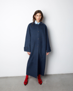 Пальто из мягкой шерсти Стелла Маккартни синий меланж