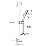 Душевой гарнитур GROHE Vitalio Comfort 110, 3 режима струи, штанга 900 мм, 8.4 л/мин, хром (26932001)