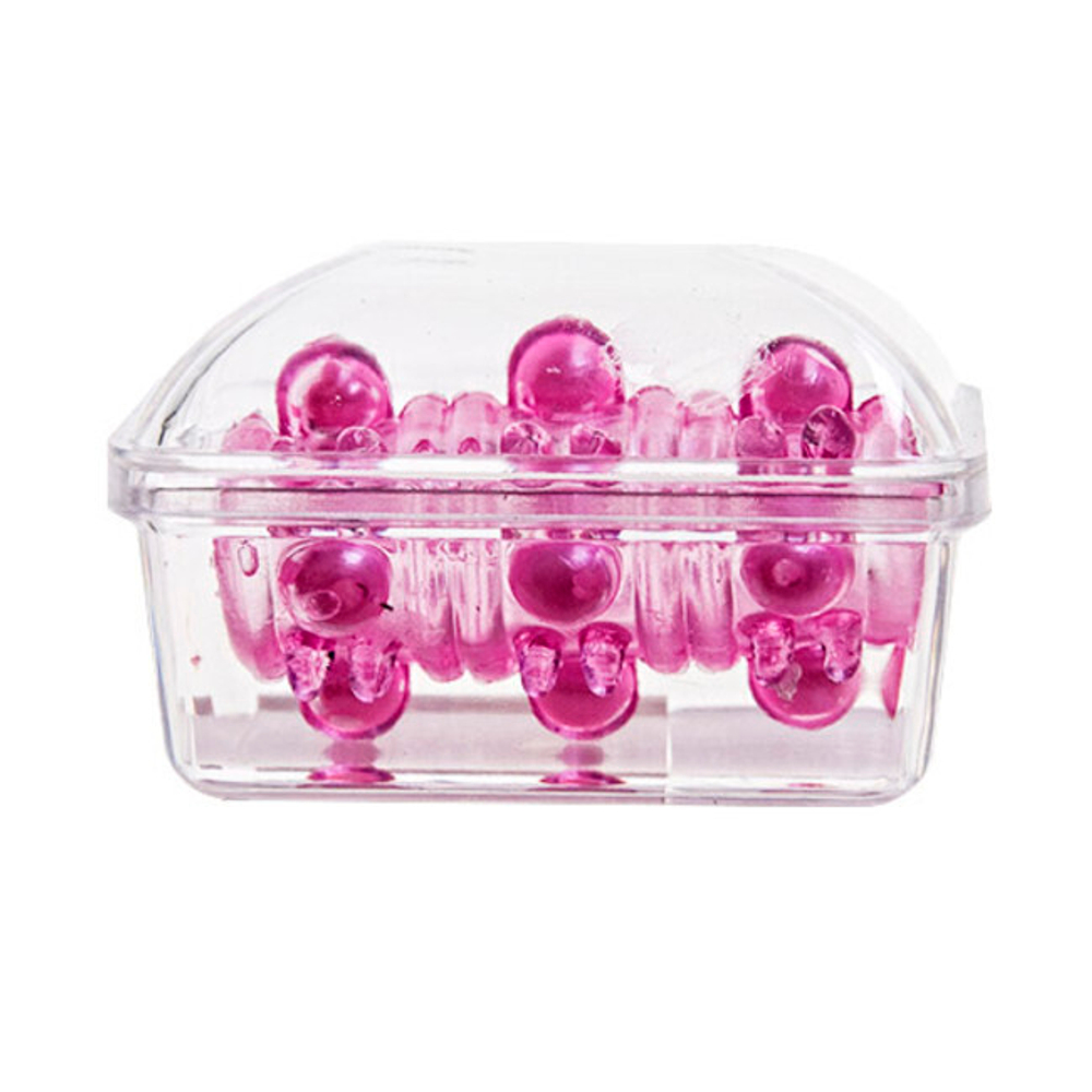 Насадка на фаллос розовая с шипами и бусинами ( 5,5 см, розовый с оранжевым) (Цвет: розовый с оранжевым)