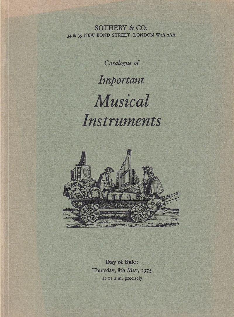 Каталог аукциона Sotheby's, Лондон, Редкие музыкальные инструменты от 8 мая 1975 года