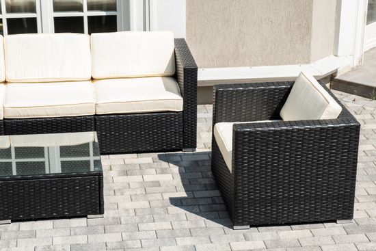 "Даллас" лаунж-зона из искусственного ротанга на 5 персон, цвет черный