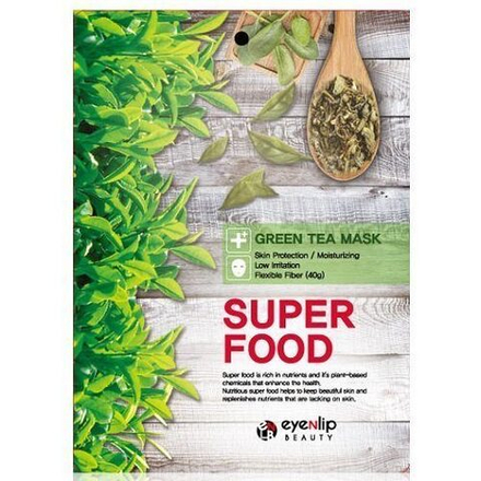 SUPER FOOD Маска для лица тканевая EYENLIP SUPER FOOD GREEN TEA MASK 23м