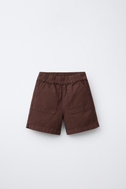 ZARA ШОРТЫ ИЗ РЕЛЬЕФНОГО ХЛОПКА, ТЕМНО-БОРДОВЫЙ