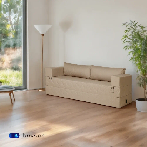 Бескаркасный диван-кровать c подлокотниками BuyDream Plus (бежевый)
