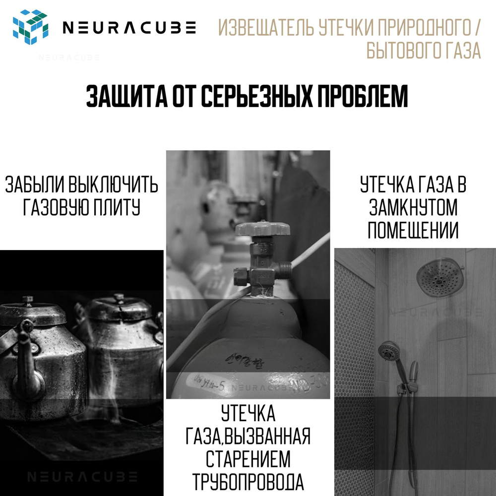 WiFi Датчик / Извещатель утечки природного / бытового газа NEURACUBE (220В)