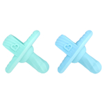 Munchkin, Sili-Soothe & Teethe ™, силиконовая соска и прорезыватель, от 3 месяцев, голубой и светло-зеленый, 2 шт.