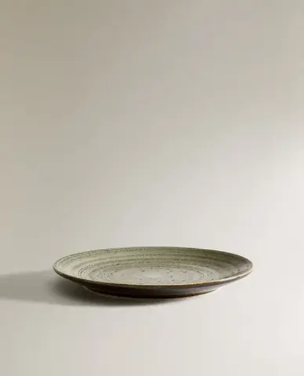 ZARA HOME ДЕСЕРТНАЯ ТАРЕЛКА ИЗ ФАЯНСА СО СПИРАЛЬНЫМ УЗОРОМ, ЗЕЛЕНЫЙ