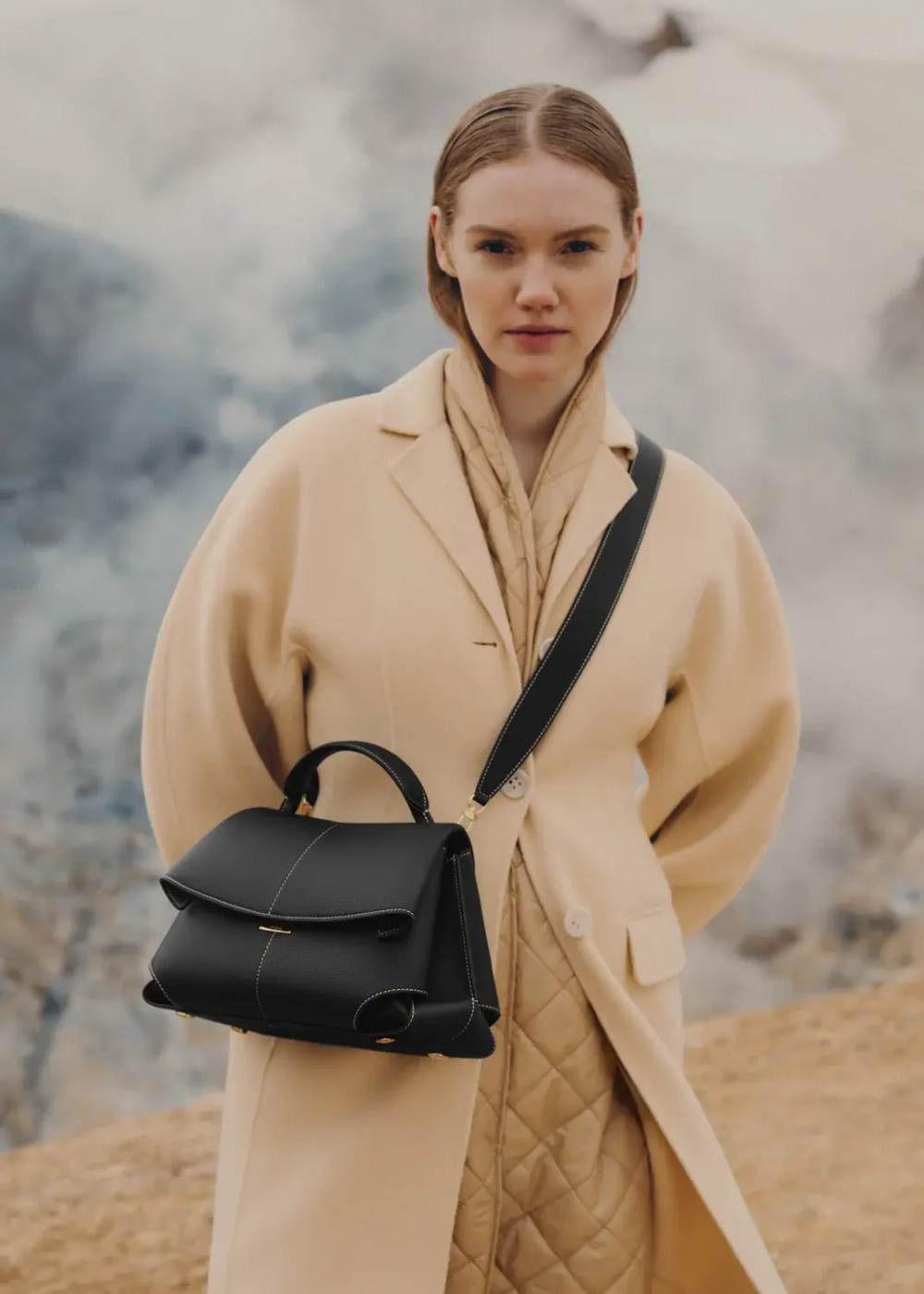 POLENE СУМКА MOKKI, ЧЕРНЫЙ/ЭКРЮ