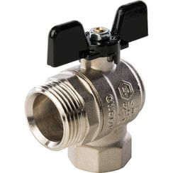 Кран шаровый со сгоном STOUT Н-В 3/4" угловой бабочка полнопроходной 32831