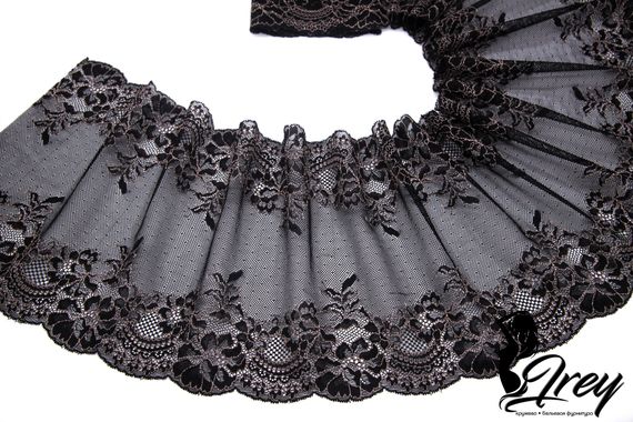 03-222 Кружево эластичное 22 см, черный/телесный