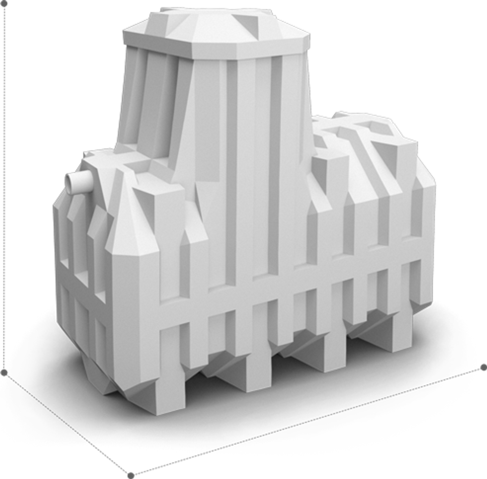 Станция биологической очистки Мультпласт Ergobox 5 S горизонтальный / 1000 л. в сутки / до 5 чел. / самотечный сброс / компрессорная аэрация (1870x1000x2160см;126кг;черный) - арт.555438