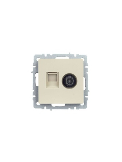 Розетка компьютерная + телевизионная 2-м Brite РТВ/РК12-БрКр RJ45 кат.5E + TV механизм беж. IEK BR-AK20-1-K10