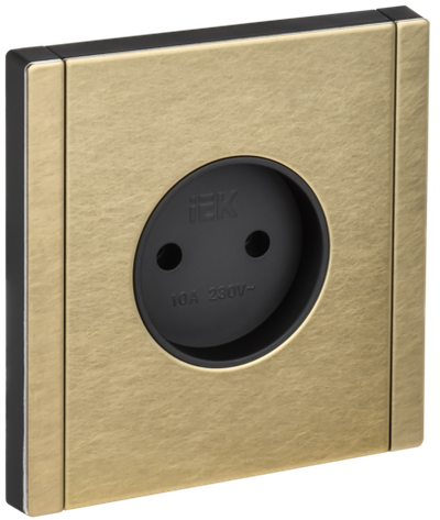 FORTE&PIANO Розетка 1-местная без заземления без защитных шторок винтовое крепление 10А FP618M металл шампань IEK