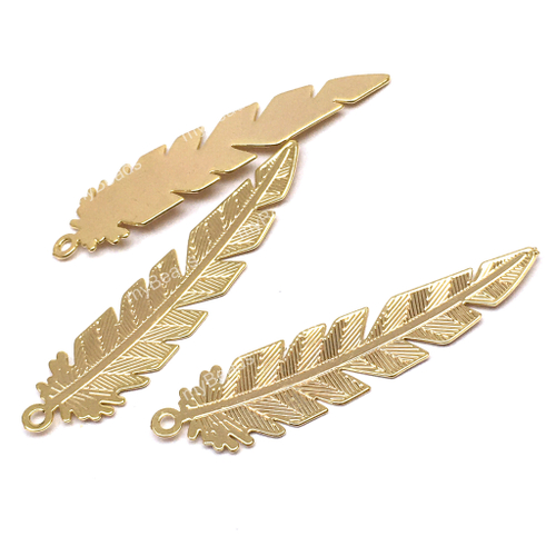 Подвеска плоская "Перо" 35х8 мм, позолота