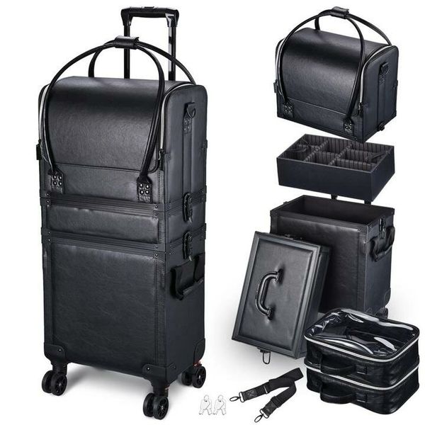 Бьюти чемодан 3 секции для косметики на колесах Studio-M 102х42х29 см