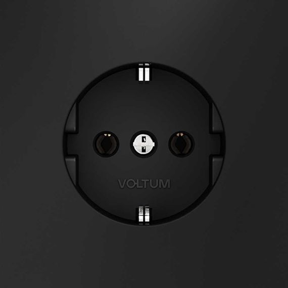 Розетка встраиваемая Voltum S70 с заземлением 16А, (черный матовый) VLS040108