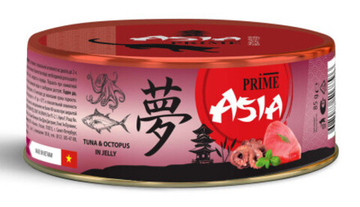 Prime Asia влажный корм для взрослых кошек тунец с осьминогом в желе, в консервах - 85 г