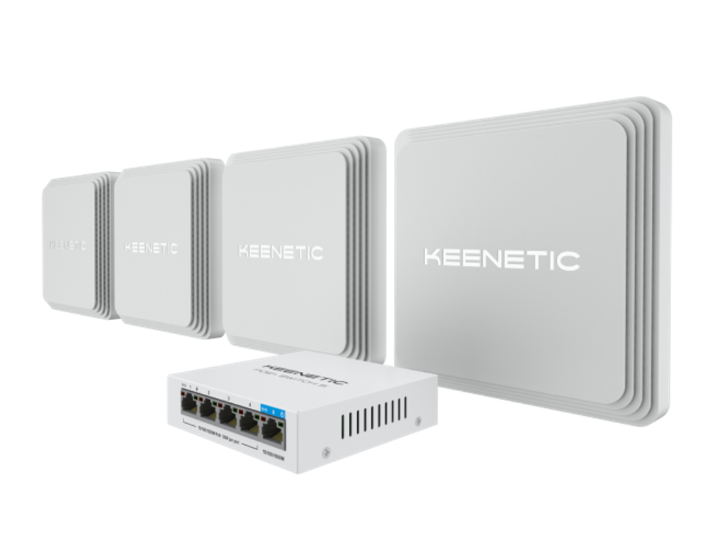 Keenetic Voyager Pro 4-Pack + PoE+ switch 5 bundle