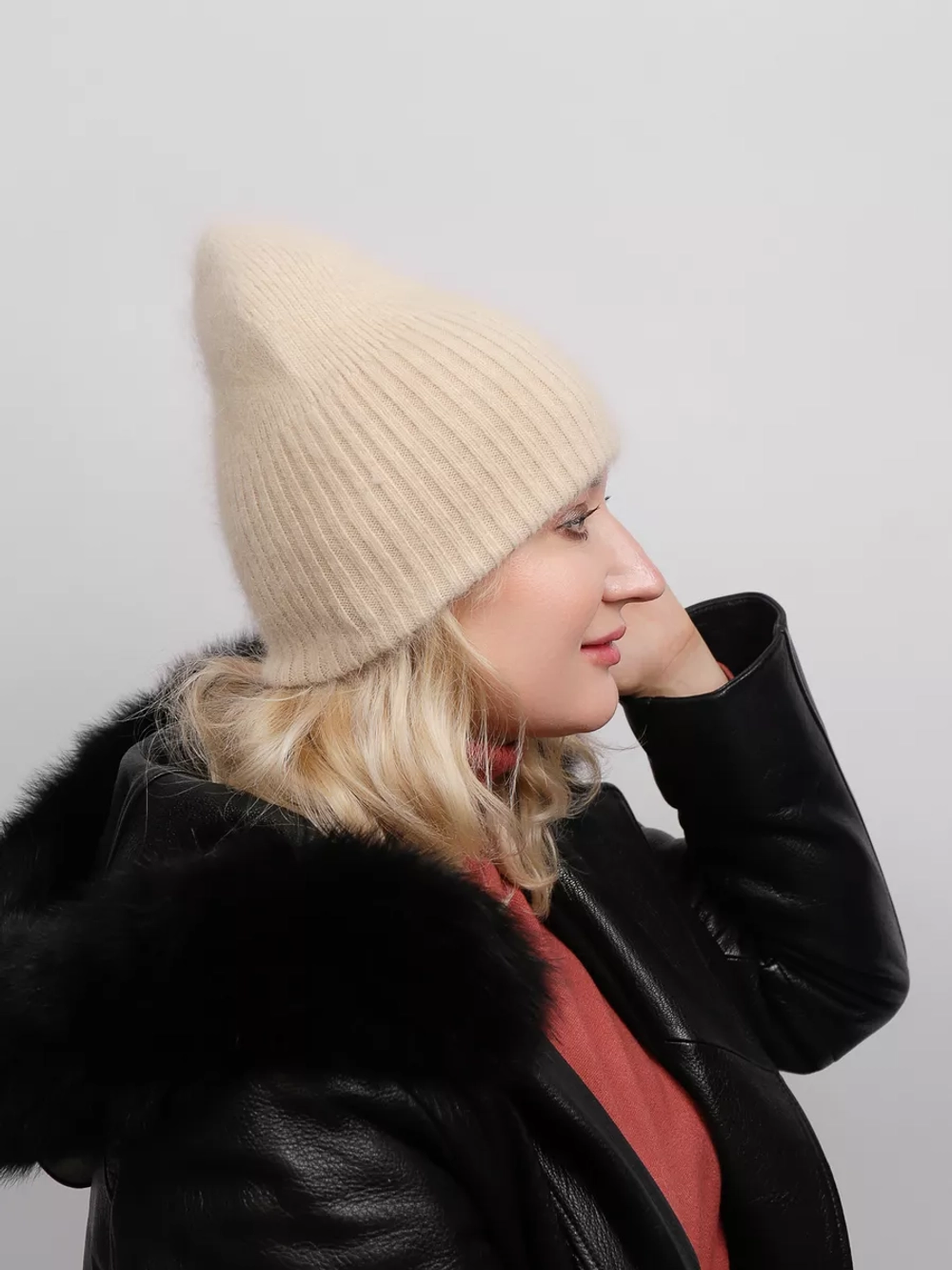 шапка ангора зимняя пушистая вязаная модная