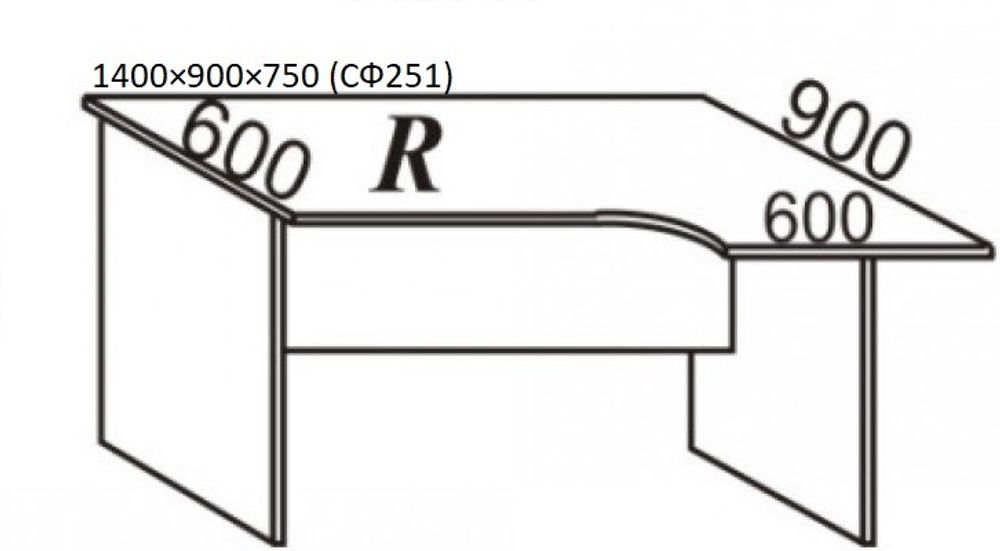 Стол эргономичный, правый 1400×900×750 (СФ251)