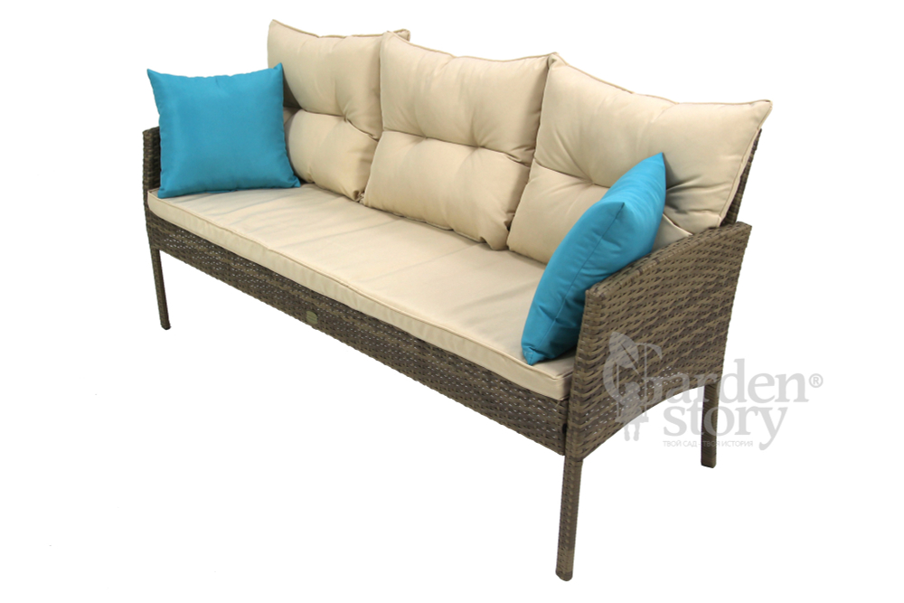 Набор мебели Garden Story Милена 2 уп. (стол+диван+2 Стул Garden Storyа+2 кресла ротанг кор., подушки бежевые+декоративные по