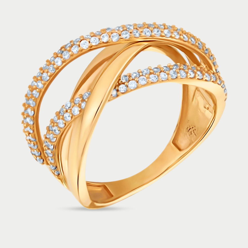 Кольцо женское из желтого золота 585 пробы с фианитами (арт. 91240)