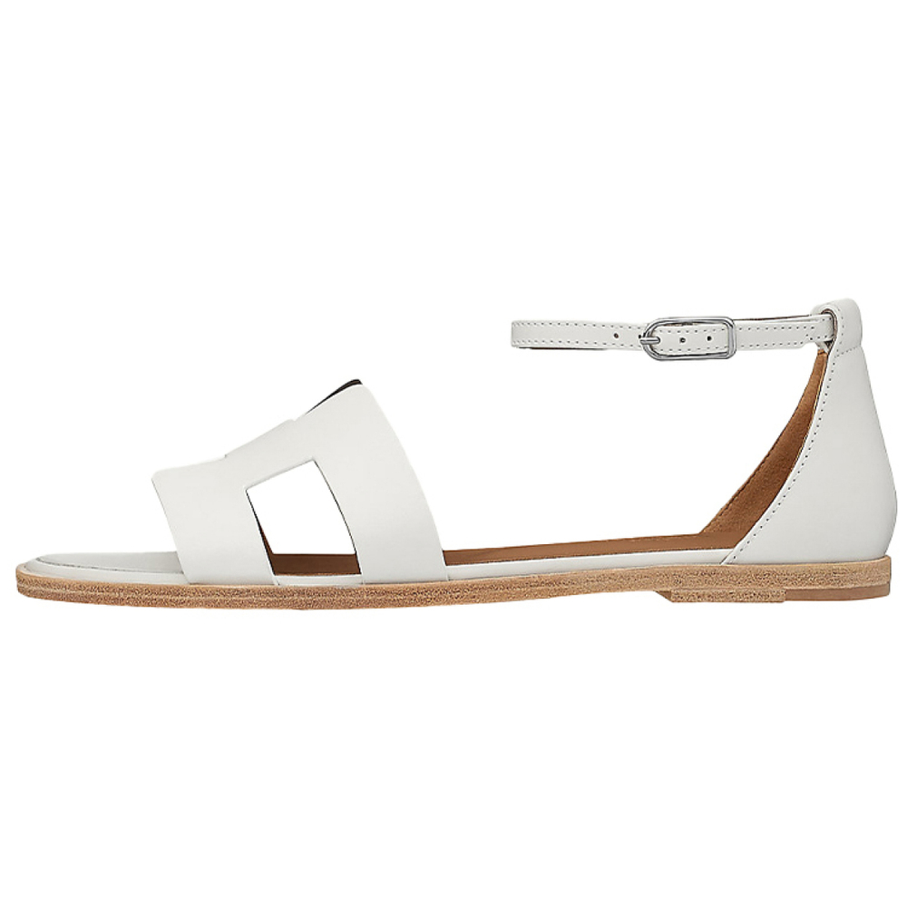 Hermes Santorini Calfskin casual and comfortable sandals Women's White, H182139Z 90