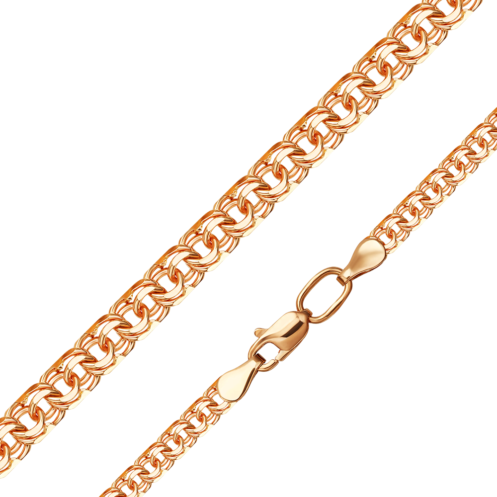 Цепь из красного золота (плетение «Бисмарк» с алмазными гранями по восьми сторонам)