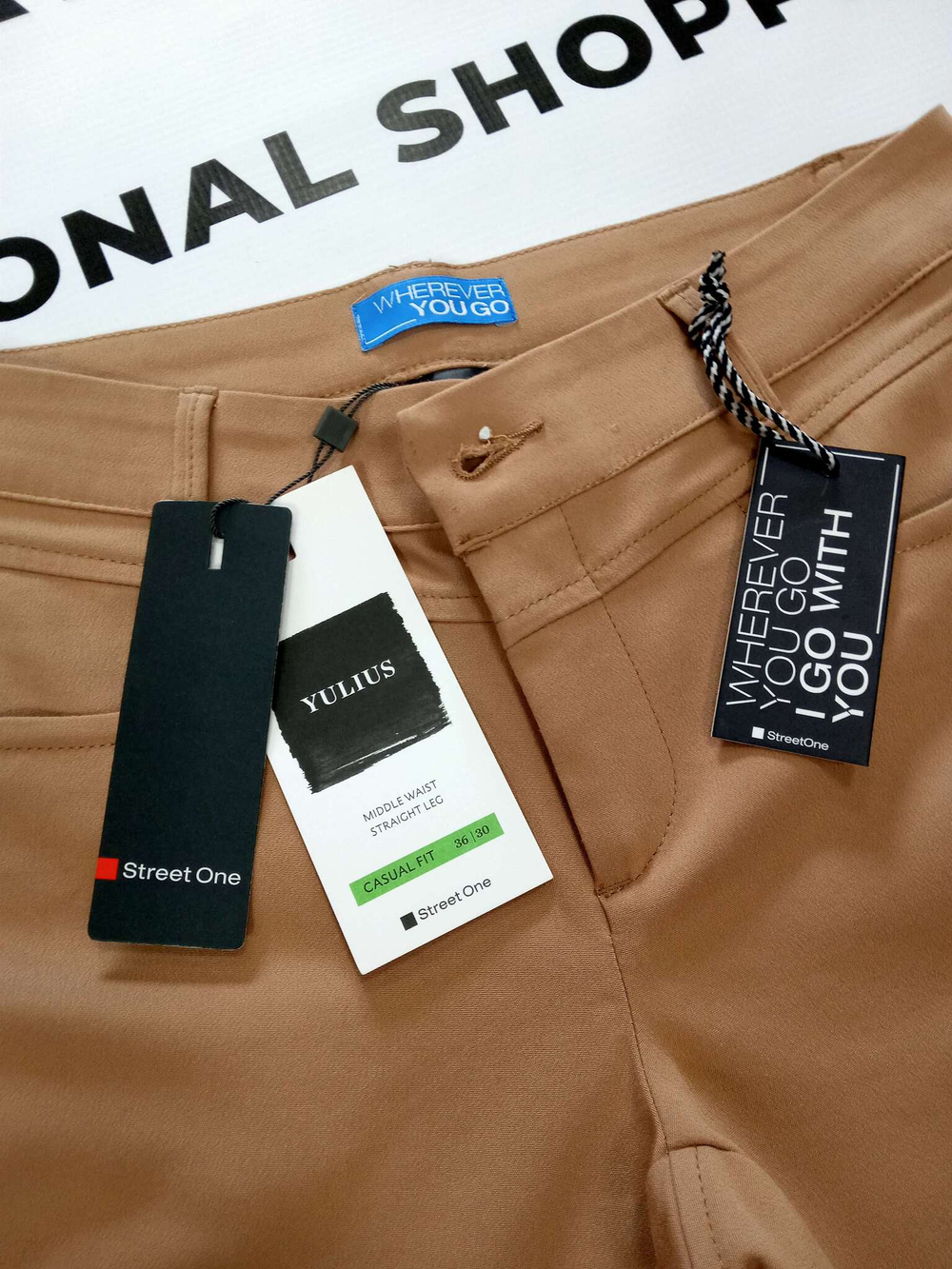Брюки-стрейч casual fit, Street One.Цвет песочный. Размер 36/30 - 42/44 русский.