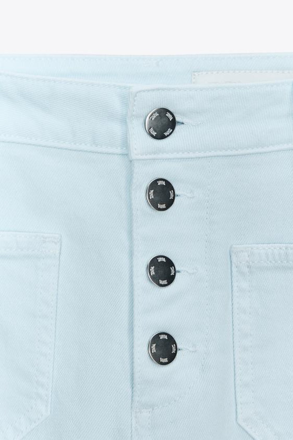 ZARA ДЖИНСЫ Z1975 FLARED С ВЫСОКОЙ ПОСАДКОЙ И ПУГОВИЦАМИ, ПАСТЕЛЬНО-СИНИЙ