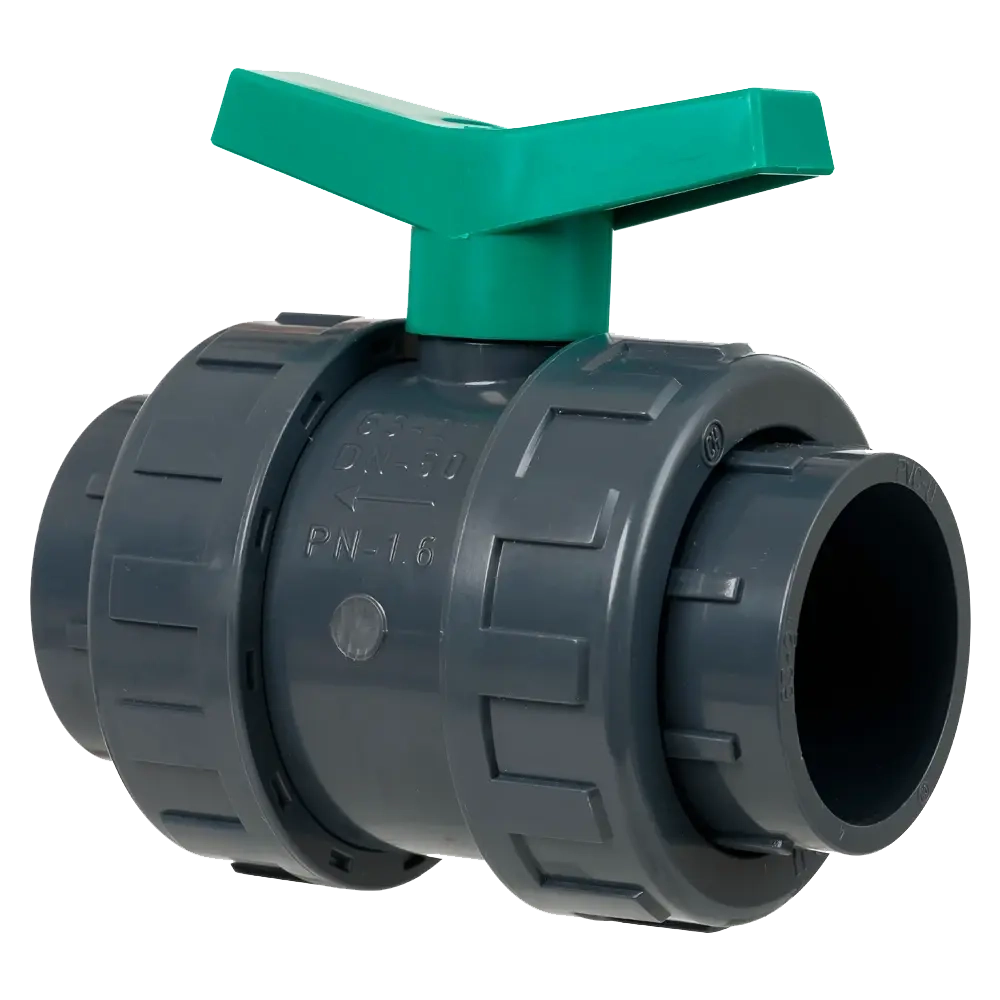 Кран ПВХ шаровый D50