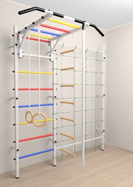 Шведская стенка Sv Sport 528 (Турник рукоход/Канат/Kольца/Лестница/Канатный лаз/Сетка)