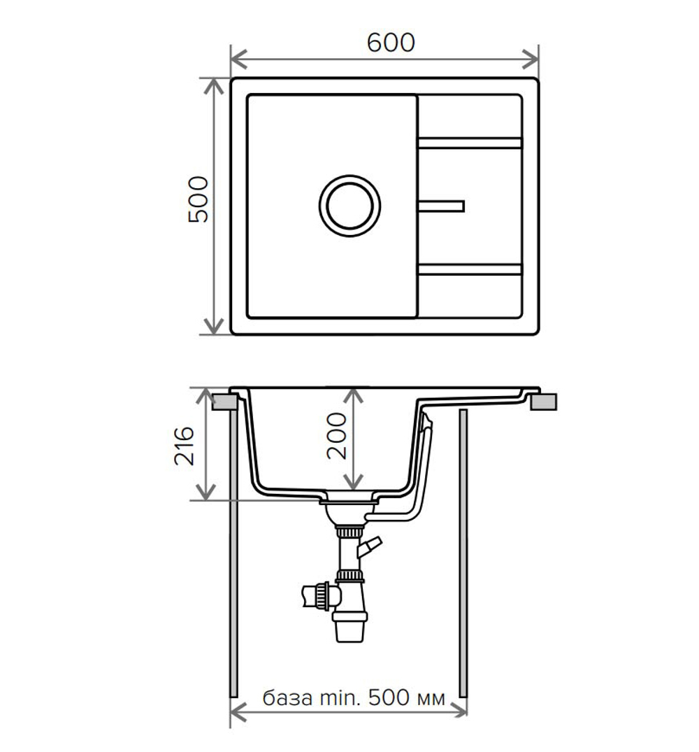 Кухонная мойка Tolero R-107 600x500мм Сафари №102