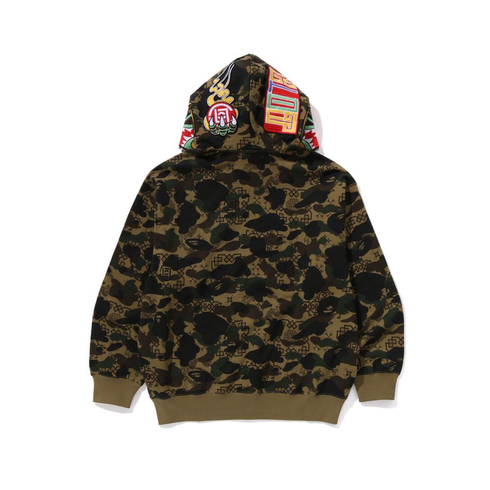 A Bathing Ape X Clot Camo Shark Full Zip Худи зеленый