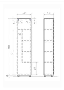 Пенал для ванной Vigo Geometry П23 (1916х450х320 мм) Бетон