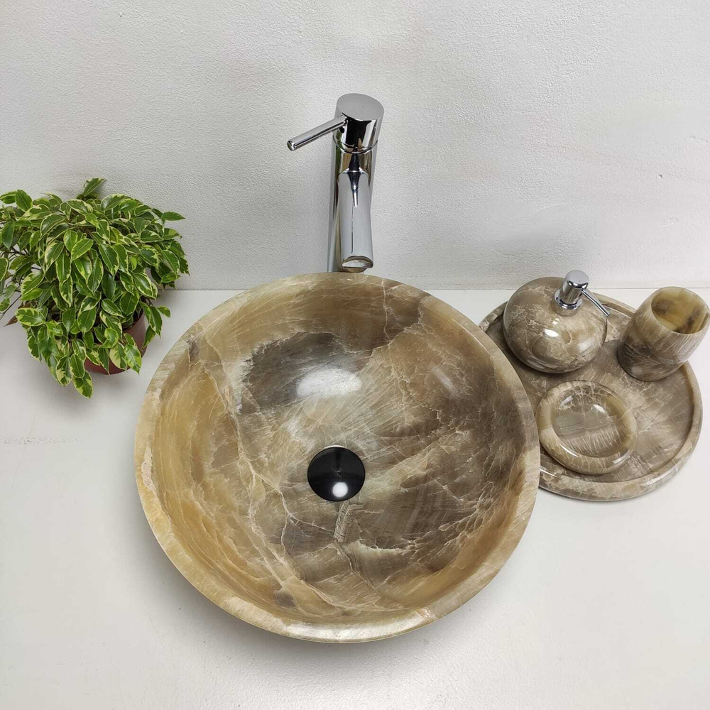 Раковина из оникса Bowl Grey Small TinLip BO-71033 40*40*15
