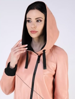 Кожаный плащ длинный с капюшоном пальто