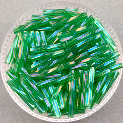 Стеклярус Miyuki Twisted Bugle, цвет #0179 (зеленый, прозрачный радужный)